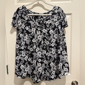 Torrid Black and White Floral Blouse